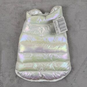 NWT Fab Dog Pet Apparel Puffer Jacket, Size: M, Iridescent Pearlescent Finish